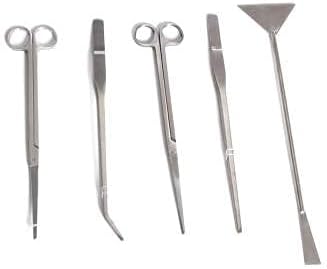 Aquarium Plants Tools, Aquascaping Tweezers Scissor Spatula Tool Stainless Steel Aquarium Tank Aquascaping Tools Set for Fish Starter Kits (3pc/4pc/5pc) (5 PCS)