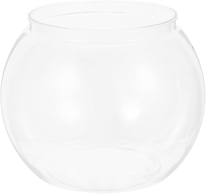 Angoily 5.11 Inch Transparent Plastic Fish Bowl Small Round Aquarium Tank for Goldfish Desktop Office Home Decor Portable Small Aquarium