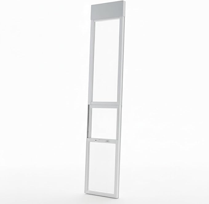 Anti-Shatter Dog Door for Sliding Glass Door,White Sliding Glass Dog Door Insert with Adjustable Height 82.7” to 88.5”, No-Cut DIY Installation,Aluminum Frame & Secure Lock for Large Dogs