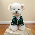 Cat Puppy Costume Elegant Satin Pajamas with Bow Headband 2PCs Set Pet Sleepwear Cute Pet Outfit Cosplay Partywear Photoshoots (Green Set,X-Large)