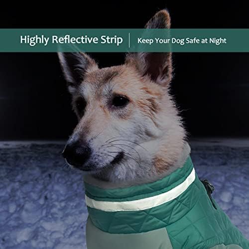 Lelepet Dog Coat Warm Dog Winter Coat Waterproof Dogs Jacket with Harness Built in Reflective Pet Fleece Vest Zip-Up Cold Weather Coats for Medium Dogs Turtleneck Windproof Dachshund Mint Green M
