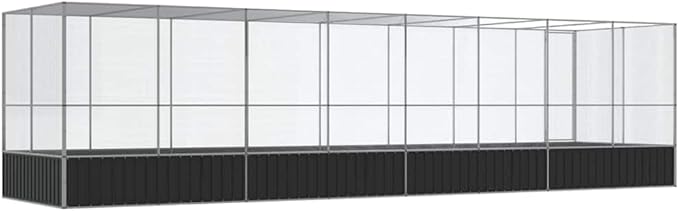 vidaXL Aviary with Extension 327.6"x81.5"x83.5" Galvanized Steel - Spacious Bird Cage/Small Animal Enclosure, Silver/Anthracite