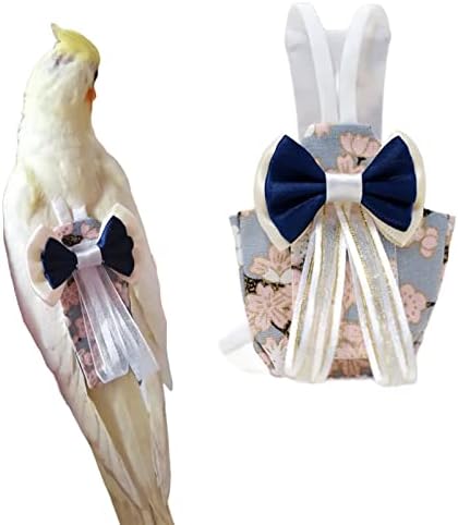 Bird Flight Suits Diapers for Monk Parakeets, Cockatiels, Parrot Clothes, Training Nappy Suit Liners (Small, Navy)