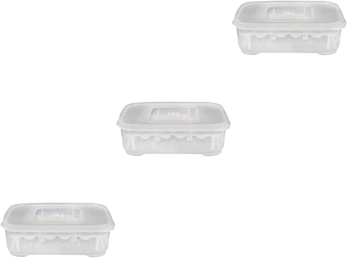 Angoily 3Pcs Transparent Reptile Egg Box Set with Thermometer for Snake and Lizard Egg Incubators 2.56X1.7X2.32 Inch Breeder Tray for Easy Observation and Cleaning