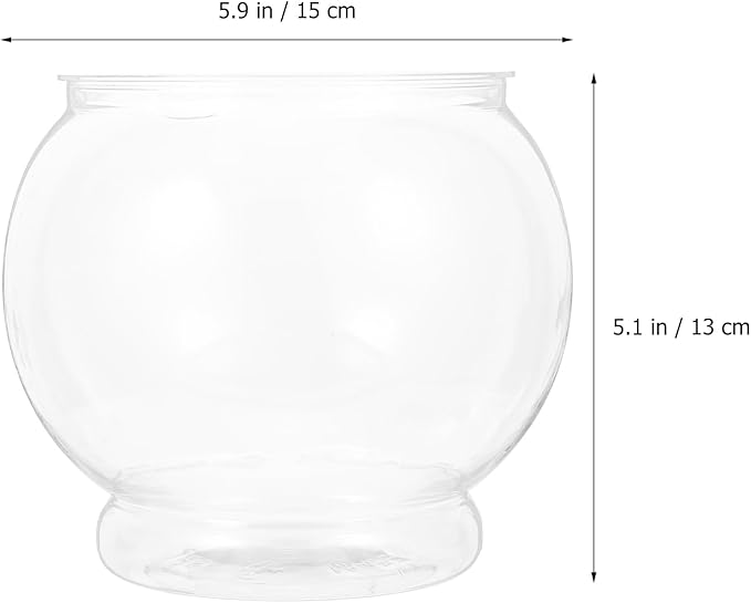 Desktop Fish Tank Clear Plastic Fish Bowl Small Household Tank 5.90X5.90X5.11In Office Desk Aquarium Decor