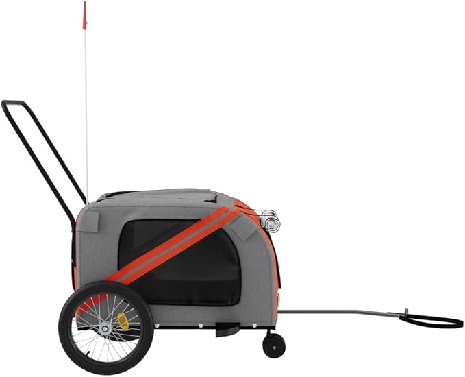 Pet Bike Trailer for Small Dogs, Durable Oxford Fabric with Weatherproof & Scratch-Resistant Design, Zippered Doors and Mesh Windows for Safe Outdoor Rides