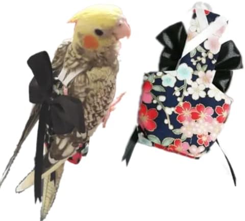 Bird Flight Suits Diapers, Parrot Diapers for Monk Parakeets, Cockatiels, Parrot Clothes Costume, Bird Training Nappy Suit Liners Clothes (Large,Black)