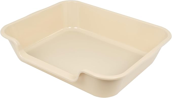 1 Pack Extra Large Dog Litter Box Pan Tray (ABS Material), Low Entry Jumbo Senior Litter Boxes for Multiple Kitten Big Cats, Pet Safe Indoor Dog Potty (Sandbeach, 24" L x 20" W)