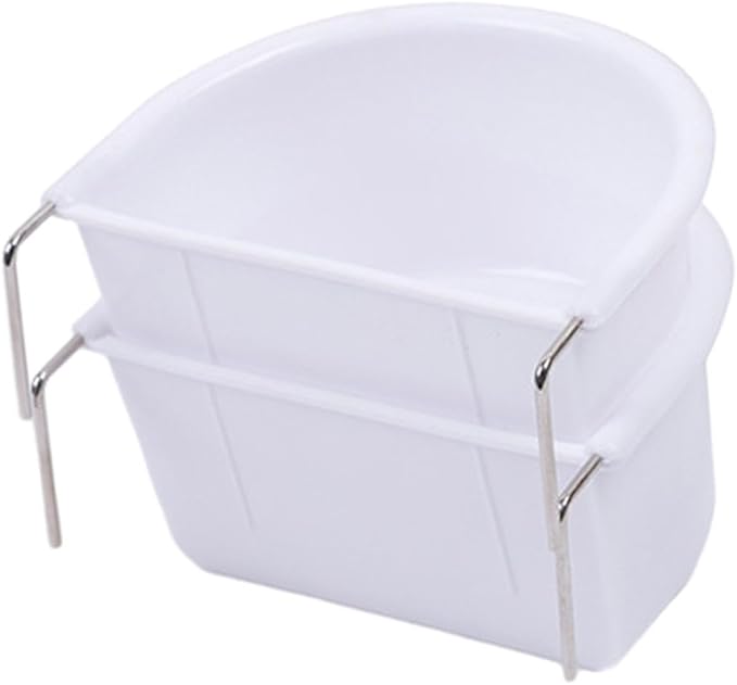 2 Pieces Bird Feeding Dish Parrot Cage Feeder, Feeding Bowl, Cage Bowl Bird Food Tray Sturdy for Conures Budgie Small Animals, 10.9cmx9.8cmx5.4cm