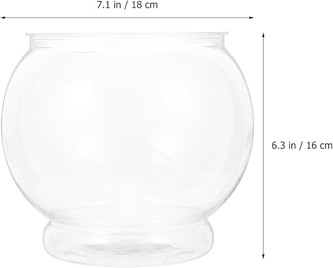 PRETYZOOM Small Plastic Fish Bowl, 0.8 Gallon Round Fish Tank, Clear Bowl for Carnival Game Accessory, Game Ball Holder, Clear Candy Bowl, Unbreakable Fish Bowl