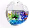 Acrylic Wall Mounted Fish Bowl, Hanging Aquarium Transparent Plastic Bubble Gold & Betta Fish Tank,Round Pot Flower Plant Vase Home Decoration (M: 235mm)