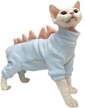 Sphynx cat Clothes, Dinosaur Costume, Hairless Cats Warm Clothes for Cornish Rex and Devon Rex (Blue, M(3.5-5.5lbs))