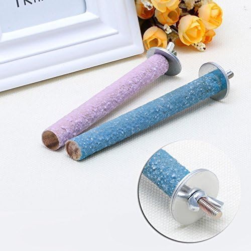 2 Pcs Multi-Color Random Bird Perch Stand Toy Wood Parrot Perch Stand Grinding Claw Sticks Sanded Surface Cage Toy for Parakeets Finches Parakeet Toys Birdcage Accessories, Perches