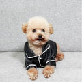 Cat Puppy Costume Elegant Satin Pajamas with Bow Headband 2PCs Set Pet Sleepwear Cute Pet Outfit Cosplay Partywear Photoshoots (Black Set,Medium)