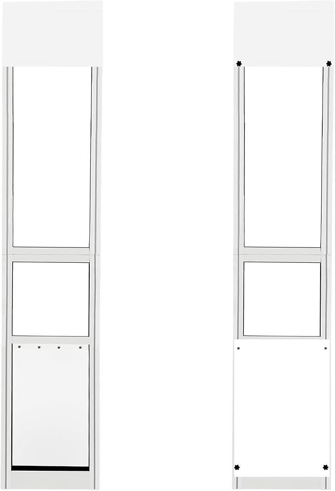 Extra Large Dog Door for Sliding Glass Doors, Adjustable Height 91.73"-97.64",No-Cut Easy Installation,Magnetic Closing Curtain.