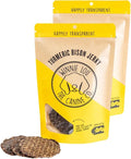 Winnie Lou Turmeric Bison Jerky Dog Treats – Limited Ingredient, Human Grade, Training Treats for Small, Medium & Large Dogs, USA Made, High Protein, Chews, Hypoallergenic, Sensative Stomach (2 Pack)