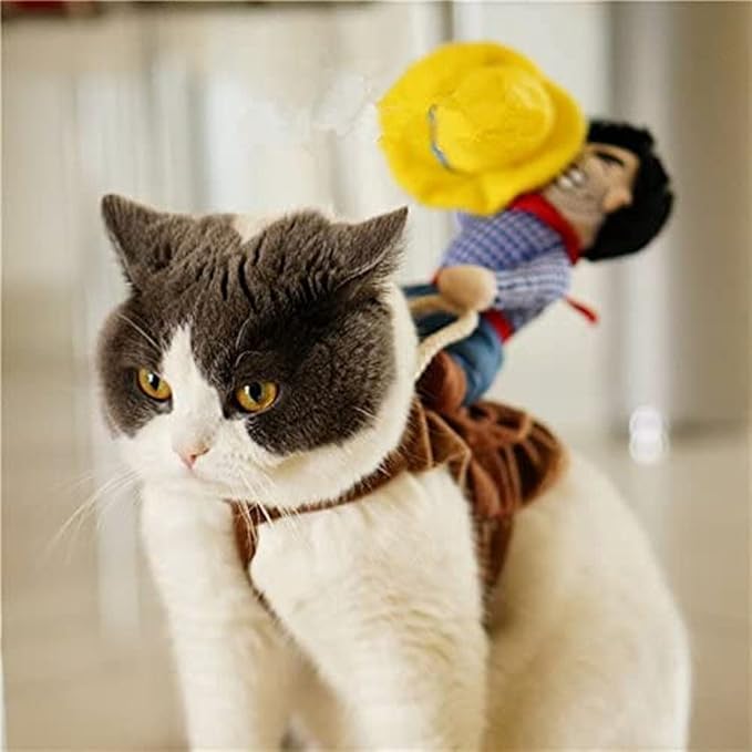 Halloween Cowboy Dog Cat Costume Clothes Novelty Funny Pets Party Cosplay Apparel Dog Riders Clothing (X-Large)