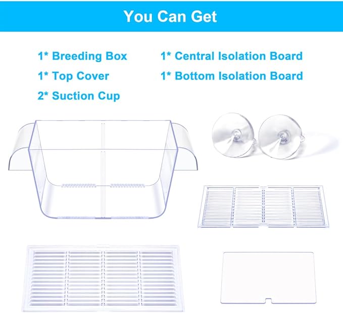 Fish Breeding Box Aquarium Holding Tank Transparent Fish Isolation Box Acclimation Hatchery Incubator Breeder for Betta Shrimp Clownfish Guppy(Size L)