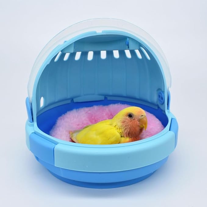 minkissy Portable Bird Carrier Cage with Handle, Small Design, Includes Soft Fleece Nesting Pad, Lightweight Travel Cage for Parakeets, Parrots, and Small Birds
