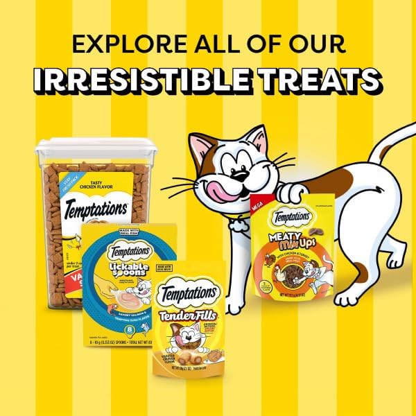 Temptations Lickable Spoons, Soft Lickable Cat Treats, Adult Wet Cat Treats, Tasty Chicken and Savory Salmon Flavor, 8 Spoons, Pack of 12 (96 Total)
