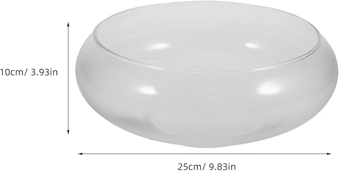VOSAREA Betta Tank Water Lily Bowl Planter Lotus Hydroponic Container Succulent Bowl Clear Glass Fish Tank Bowl Chinese Daffodil Pot Aquatic Plant Pot Round Shallow Planter L