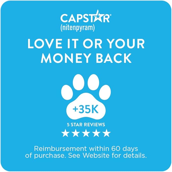 Capstar (nitenpyram) Cat Flea Treatment, Fast-Acting Oral Flea Treatment for Cats 2-25 lbs, Vet-Recommended Medication Tablets Start Killing in 30 Minutes, 12 Doses (Includes Two 6-Count Boxes)