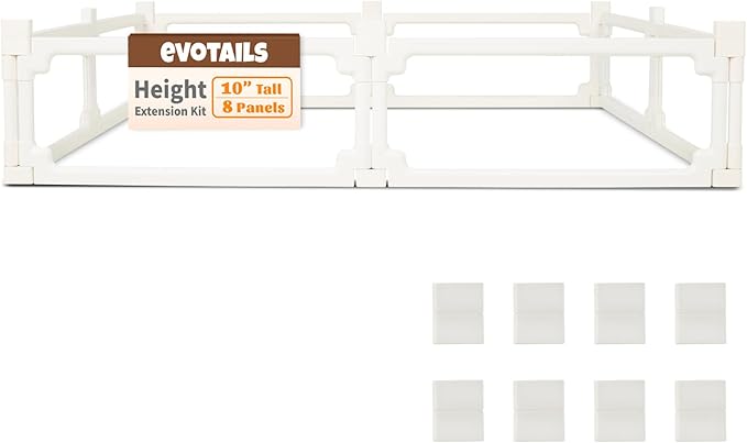 FlexiSpace 10" Height Extension Customizable Height & Space Clear Acrylic Dog playpen Indoor, The ONLY Play Pen That Grows with Your Pets (White, 10" Height Extension, 8 Panels)