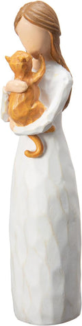 Angel of Friendship Cat Memorial Gifts, Hand-Painted Cat Angel Figurine Statue,Gift to Celebrate Loving Pets and Cat Lovers(Orange)