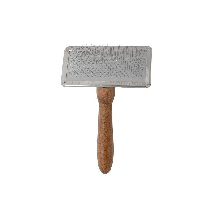 Tauro Pro Line Wooden Dog Brush for Shedding - Long & Short Hair Deshedding & Detangling Brown Slicker Brush for Dog & Cat Grooming - Flexible Cushion & Lightweight, Ideal for All Coat Types, L