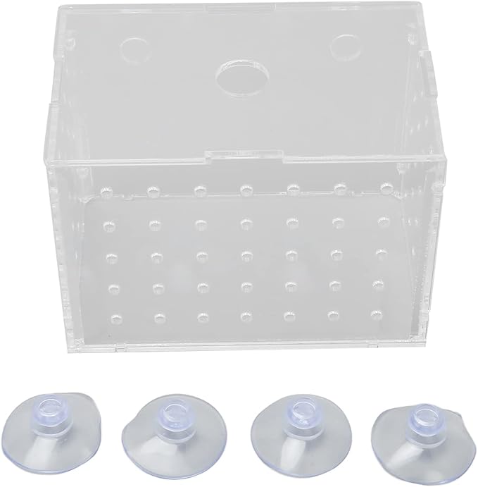Fish Breeder Box, High Transparency Acrylic Hatchery Incubator Tank, Aquarium Fish Breeding Box with Suction Cups, Isolation Box for Baby Fishes Shrimp Clownfish, Easy to Observe a (11 * 7 * 8CM)