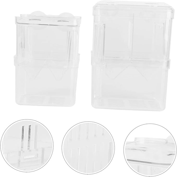 Happyyami 2pcs Aquarium Divider Hatching Boxes Fish Breeding Container Non-Slip Suction Base
