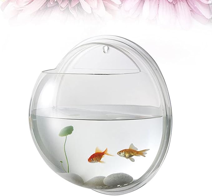 Alipis Wall Mounted Acrylic Fish Tank 6 Inch Hanging Fish Bowl Transparent Aquarium for Home Decor Living Room Plant Terrarium Style