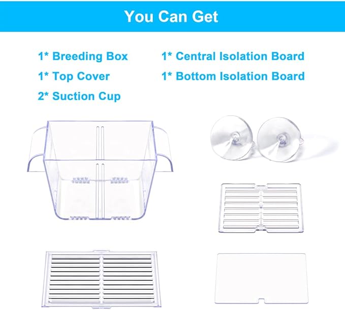 Fish Breeding Box Aquarium Holding Tank Transparent Fish Isolation Box Acclimation Hatchery Incubator Breeder for Betta Shrimp Clownfish Guppy(Size S)