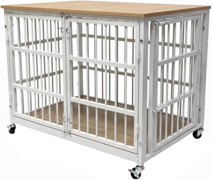 42" Dog Crate Furniture, Heavy Duty Dog Kennel Indoor for Large Dogs, Escape-Proof and Chew-Proof Wooden Dog Cage for high Anxiety Dog, Decorate House as TV Stand, End Table