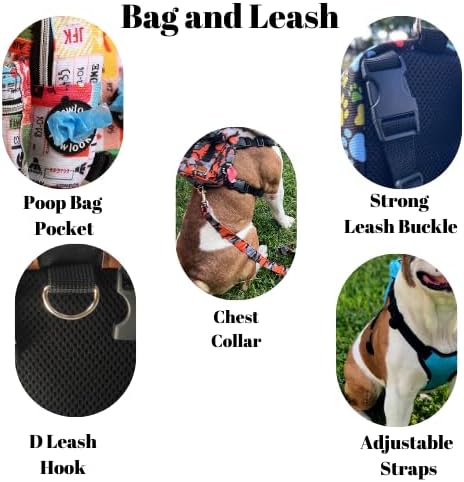 Pawlook Dog Backpack Harness – Street Smart | Waterproof, Adjustable, Breathable – Leash Attachment D-Rings, Poop Bag Pocket – Small & Medium Dogs – 8 Styles Paws Up Medium