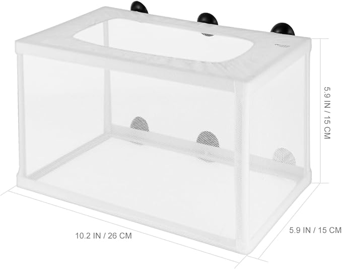 POPETPOP Small Fish Tank Fish Tank Net - Big Size Fish Hatchery Box Separation Net - Fry Hatchery Incubator Mesh with Suction Cup for Aquarium Hermit Crab Cage