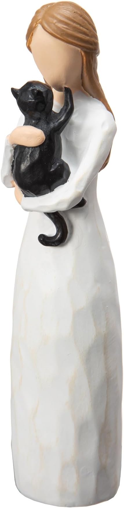 Angel of Friendship Cat Memorial Gifts, Hand-Painted Cat Angel Figurine Statue,Gift to Celebrate Loving Pets and Cat Lovers(Black)