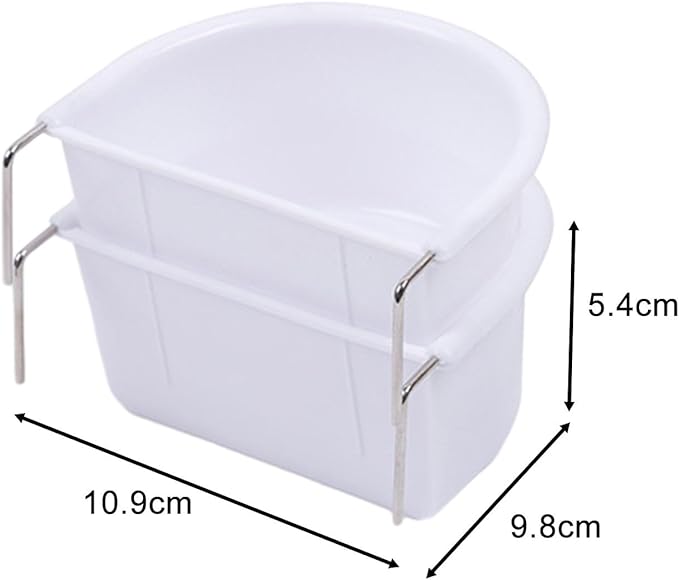 2 Pieces Bird Feeding Dish Parrot Cage Feeder, Feeding Bowl, Cage Bowl Bird Food Tray Sturdy for Conures Budgie Small Animals, 10.9cmx9.8cmx5.4cm