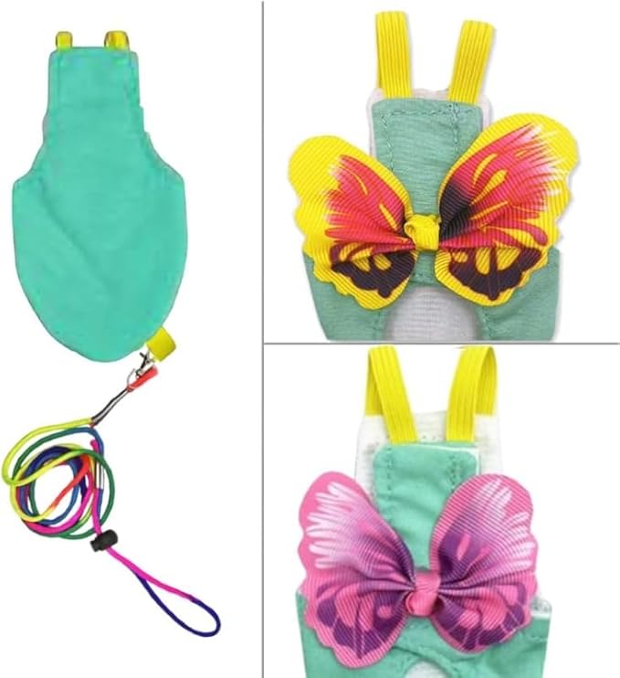 Escape-Proof Parrot Harness & Leash Set with Diaper - Adjustable Flight Suit with Bow & Safety Cord for Conures, African Grey, Parakeets, Doves (Yellow-S)