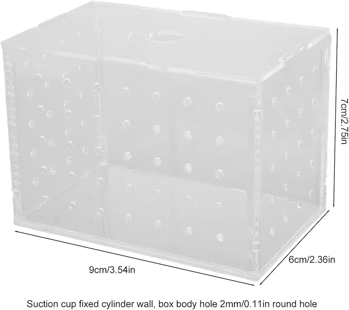 Fish Breeder Box, High Transparency Acrylic Hatchery Incubator Tank, Aquarium Fish Breeding Box with Suction Cups, Isolation Box for Baby Fishes Shrimp Clownfish, Easy to Observe a (9 * 6 * 7CM)