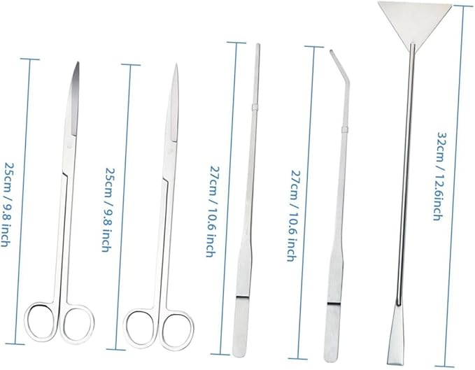 BESPORTBLE 6pcs Stainless Steel Aquarium Tools Fish Tank Scissors Plant Tweezers Spatula for Easy Aquatic Plant Maintenance Freshwater Environments
