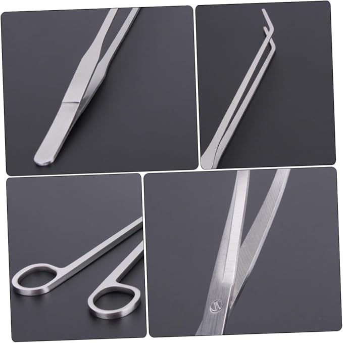 1set Fish Tank Cleaning Kit Aquarium Tools Straight Tweezers Curved Scissors Flat Shovel for Aquatic Plant Care and Gravel Cleaning