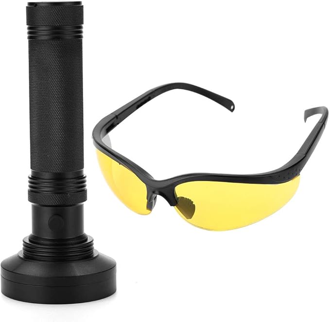 2Pcs Flashlight Black Light with Sunglasses 100 LEDs Handheld Blacklight Flashlight Pet Urine Detector for Dog Cat Urine Dry Bed