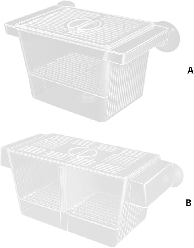 2PCS Clear Breeding Box Safe Incubator for Aquarium Fish Shrimp Fry Protections with Water Circulations 2 Dividers Fish Breeding Tanks