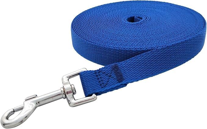 Nylon Training Dog Leash for Small Medium Large Dogs, 15ft 20ft 30ft 50ft 100ft Long Leash Dog/Puppy Lead for Obedience Recall Training, Camping