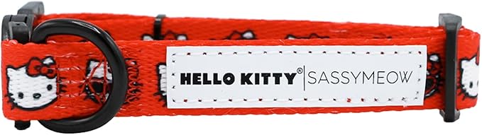 Sassy Woof Cat Collar Hello Kitty® Red Classic - S, Adjustable, Durable, Comfortable, Patented Design and Stylish Pet Accessories for Small Cats