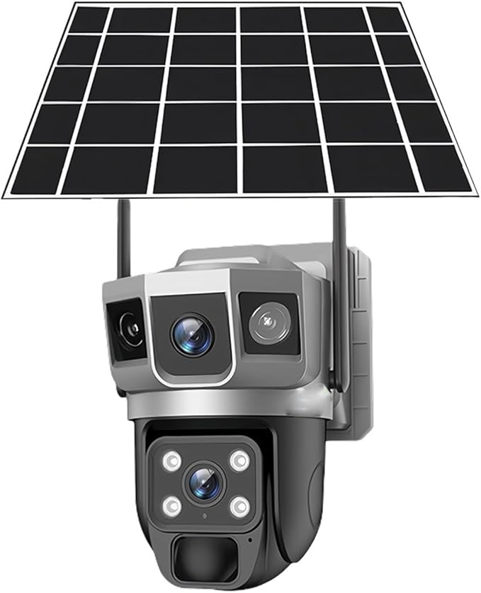 for Outdoor Camera Battery CCTV Monitor 4G SIM Card Network IP Security Pet Camera Motion Detection 3 Screen PTZ Camera(WiFi CCTV 128G Card)
