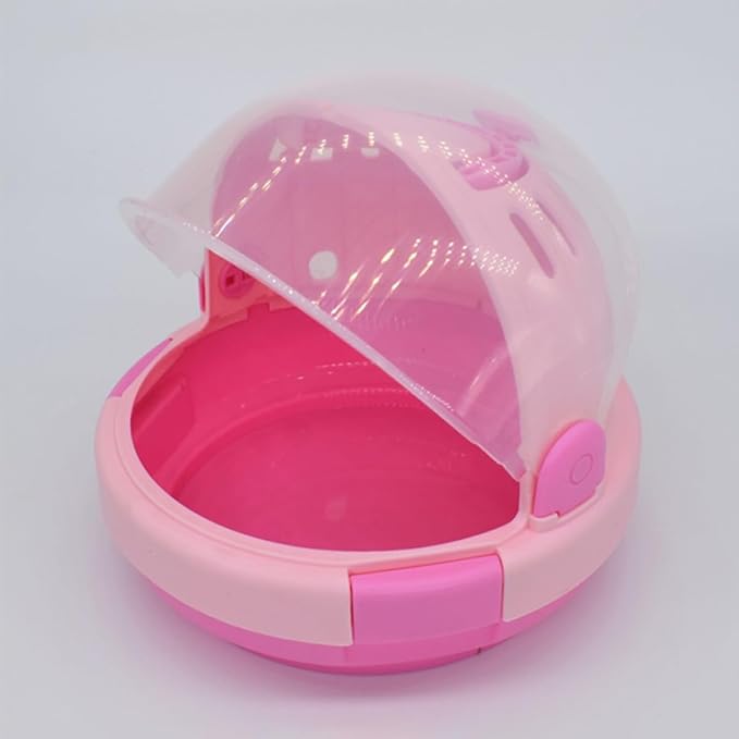 Portable Parrot Travel Cage Handheld Bird Carrier with Pink Plush Nest Small Lightweight Pet Birds Case for Parakeets and Young Parrots