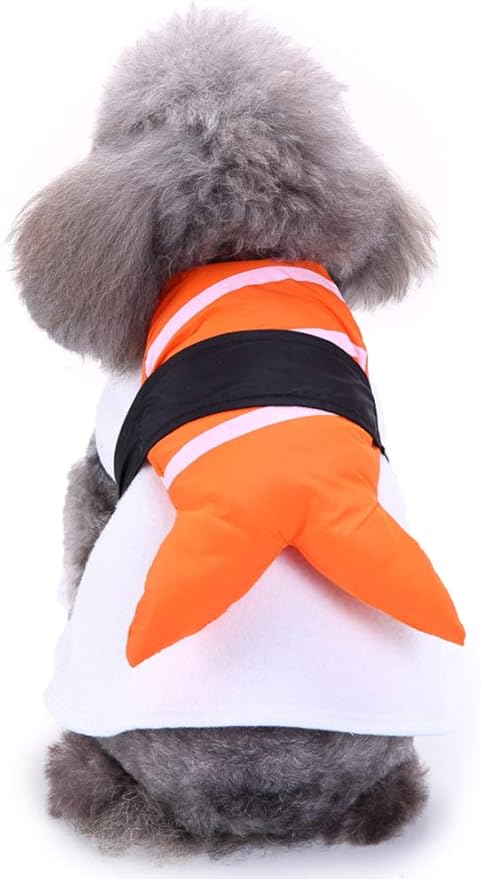 Halloween Fancy Fleece Dogs Cats Warm Costumes Coat Shrimp Sushi for Teddy, Pug, Chihuahua, Shih Tzu, Yorkshire Terriers, Papillon V-Sushi XS