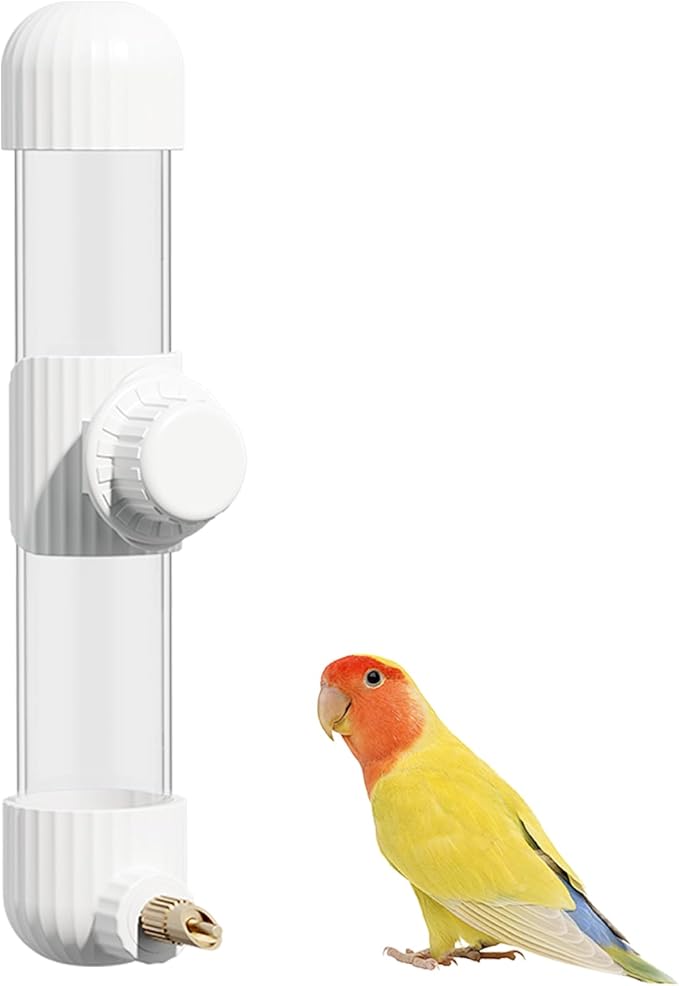 7.4 Fl Oz Bird Water Feeder No Mess Bird Cage Suspended Automatic Water Dispenser Parakeet Cockatiel Finch Lovebirds Budgies Canary (White, 7.4 fl oz (220ml))
